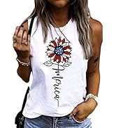 Yuaelria American Flag Star Baseball Casual Tank USA Stripes Sleeveless Vest Casual Summer Vacati...