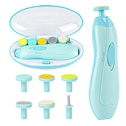Image of Baby Nail Trimmer Electric, Safe Baby Nail File, Baby Nail Clippers with Light and 6 Grinding Pads for Newborn Infant Toddler or Adults Toes and Fingernails, Kids Nail Care, Polish and Trim (Blue)