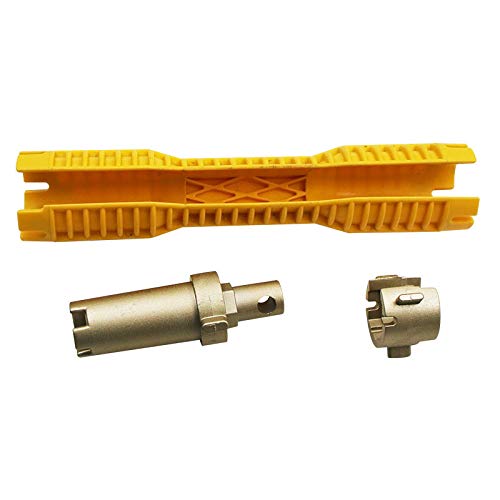 Llave de tubo instaladora de grifo de fregadero, llave de grifo práctica, herramienta de fontanería multiusos, llave de enchufe para fregadero de baño, cocina, herramienta de reparación de color amarillo