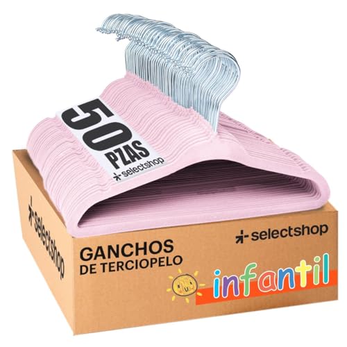 Consejos para Comprar Gancho ropa . 42 SELECTSHOP Set De 50 Ganchos Metalicos Infantiles Cubiertos con Terciopelo Perchas De Alta Calidad Resistentes Ganchos Delgados para Ropa Infantil Antideslizantes (Rosa)