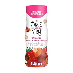 Once Upon a Farm Organic Baby Fruit & Veggie Puffs Strawberry, Coconut & Sweet Potato, 1.5oz