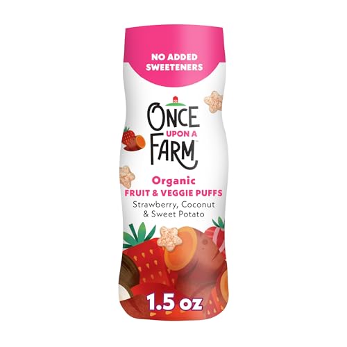 Once Upon a Farm Organic Baby Fruit & Veggie Puffs Strawberry, Co...