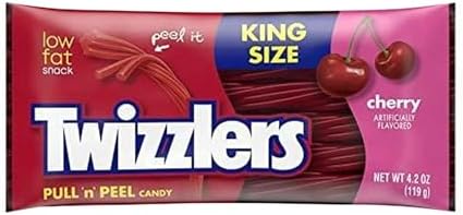 Twizzlers Pull 'n' Peel Cherry flavoured American Candy, 119g Bag