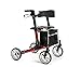 Produktbild SoNa24 Rollator QUAVA by Vermeiren | Leichtgewichtrollator, doppelt faltbar | bis 136kg | Sitz, Tasche, Rückengurt, Stockhalter | ideal für Zug, Flug, Kofferraum (metallic-rot)