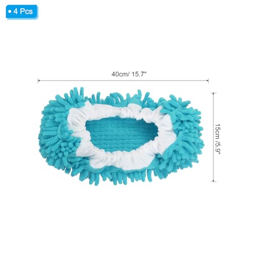 Image of MECCANIXITY Mop Slippers Washable Microfiber Floor Cleaning Shoes Cover Chenille Duster Foot Socks Tools for House Clean, Blue 4 Pack