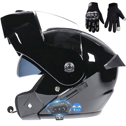 Casco integrale modulare per moto Bluetooth con doppia visiera e microfono per reazione automatica Omologato ECE per adulti Uomo Donna Casco,14,S