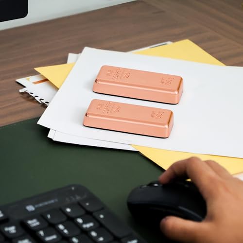 Image of ZAHEPA Realistic Metal Copper Bar Paperweight for Office Table, Fake Copper Biscuit Paper Weight Table Decoration, Prop for Jewellery Shop & Heist Theme, Unique Gift for Home & Office (Pack of 2)