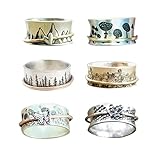 HEIMAXING Keep Climbing Fidget Ring for Anxiety, Butterfly Spinner Ring for Women Men, Meditation In