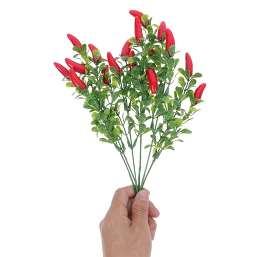 Piments artificiels réalistes en plastique x5 à poser en centre de table