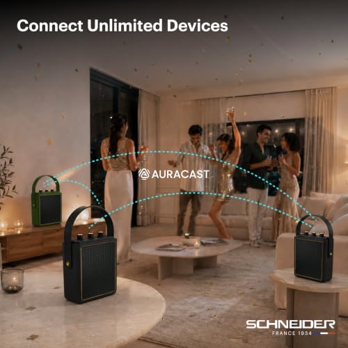Image of Schneider ENERZA HP20 Portable Wireless Bluetooth Speaker | 20W Triple-Driver 360 Sound | Auracast & Bluetooth 5.4 | IPX4 Splash Proof | Fast Charge 0-80% in 1Hr | 10Hr Playtime - Black