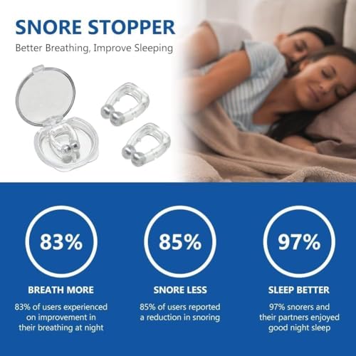 Image of Magnetic Nasal Clips for Breathing | Anti Snoring Nose Clips | Skin Safe Sleep Nasal Clips | Nasal Dilators For Breathing | Instant Releif From Snoring | Snore Stopper | Anti Snoring Nose Clips | Anti Snoring Devices For Men /Women | Boost Oxygen Intake | Snoring Stopper For Men /Women | (Pack of 5)