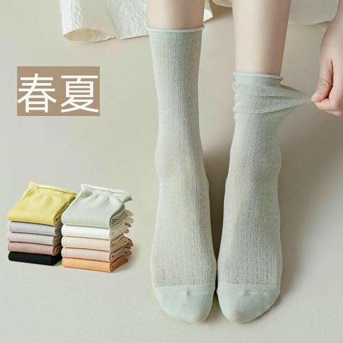 5 pairs - mesh tube pure cotton summer breathable curled stockings3