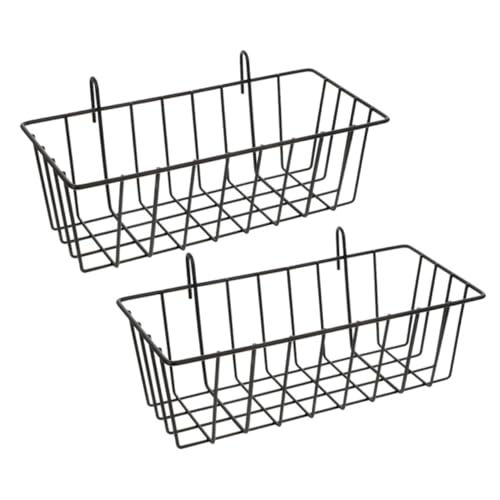 POPETPOP 2 piezas Cesta de Alambre Colgante de Hierro Negro de Organizador Multiusos para Baño y Cocina Estante de Pared Resistente para Almacenamiento de Artículos Pequeños y Toallas
