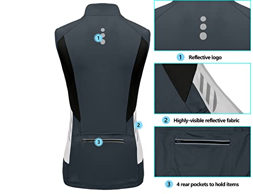Image of Little Donkey Andy Women's Half Zip Breathable Cycling Vests Reflective Sleeveless Jerseys Shirts Golf 4 Rear Pockets