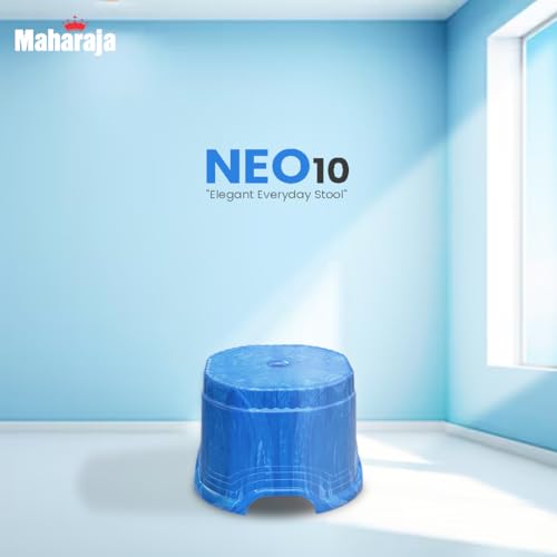Image of MAHARAJA Neo Plastic Sitting Stool for Indoor Or Outdoor | Kitchen & Living Room (Blue, Pack of 2 (10 inch))