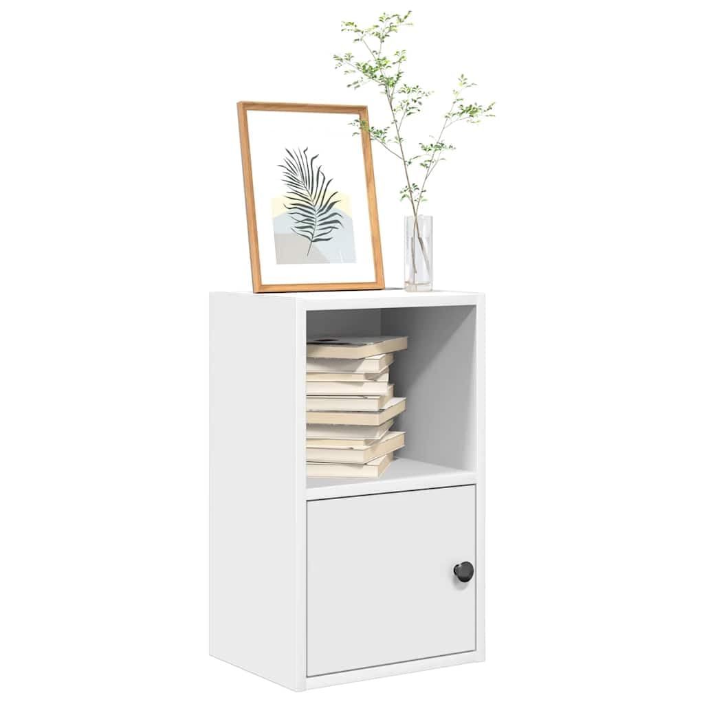 Regał na książki, biały, 31 x 24 x 52 cm, szafka z drzwiami i półką, uniwersalny organizer Cube Storage do salonu i biura