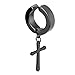 Pair Black Steel Ear Clip Non-piercing Clip on Earrings with Dangling Cross for Men and Women