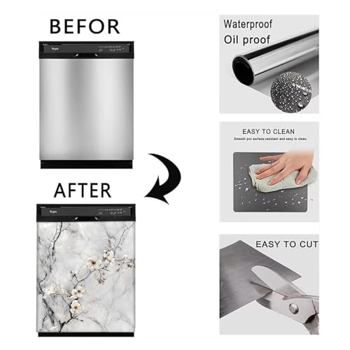 Image of BVBOX Dishwasher Magnet Cover 23 inchx26 inch, Reusable Magnetic Refrigerator Covers, Decorative Magnets Cover Fridge Door Skin Panel Stickers for Home Kitchen Appliance