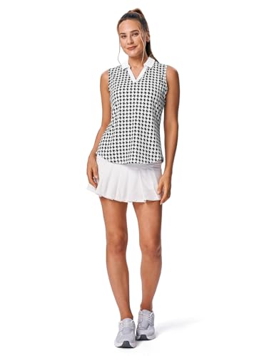 Image of BGOWATU Women's Sleeveless Golf Polo Shirts Collared V Neck Tennis Tank Tops UPF 50+ Quick Dry Lightweight