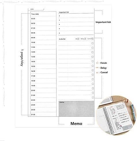 Amazon 時間 管理 スケジュール帳 1日スケジュール帳 リング 手帳 ノート 仕事メモ帳 人気 文房具 学用品 プレゼント 表紙無地 1本 手帳 カレンダー 文房具 オフィス用品