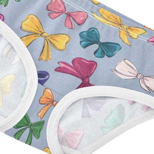 Wusikd Colorful Bows Gray Girls' Underwear Cotton Girls Briefs Soft Toddler Underwear 2T4