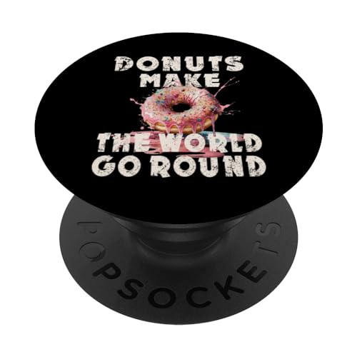 Donut for doughnut lover funny humor delicious donut maniac PopSockets Swappable PopGrip, Black