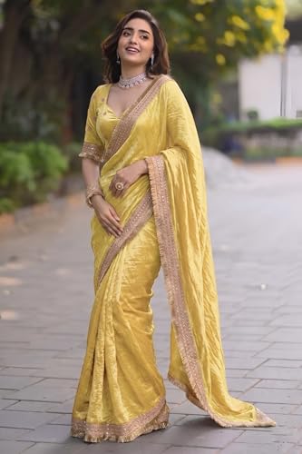 Image of Women's Designer Bollywood Soft Georgette Heavy Embroidery Sequins Work Sarees For Wedding With Blouse Piece