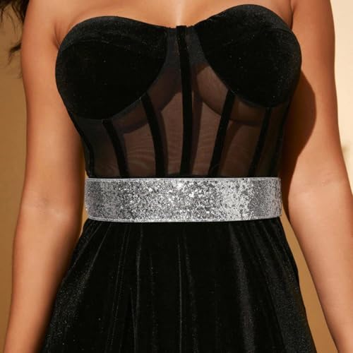 Girls Trendy Waist Belt Glittering Corset Costume Underbust Sparkling Waist Body Jewelry for Party Jeans Belt Trendy Cha3