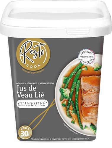 Resto COOK - Jus De Veau Lié Déshydraté 600 g - Fond De Veau Pour Sauce - Aide Culinaire Pour Cuisine Professionnelle et Domestique - Qualité Supérieure -...