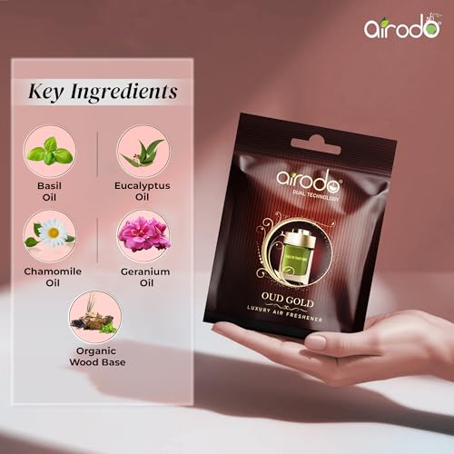 Image of Airodo Oud Gold Luxury Gel Air Freshener with Dual Technology For Living Room, Office, Car, Bathroom | Lasts up to 30 days | Easy to Use, Non-Spill & Long-Lasting| 10g (Pack of 1)