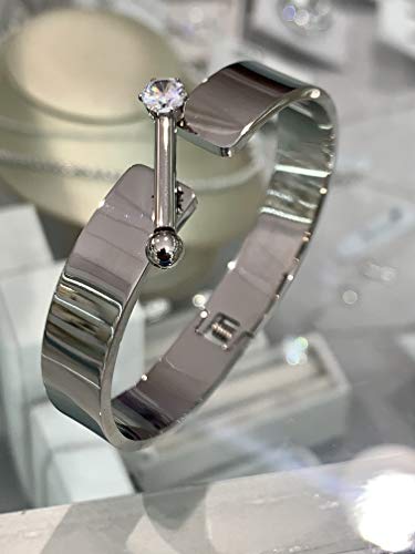 Sincera Fashion Stylish Women's And Girls Bracelet Stainless Steel Bangle With Cubic Zirconia Best Present #TOP5