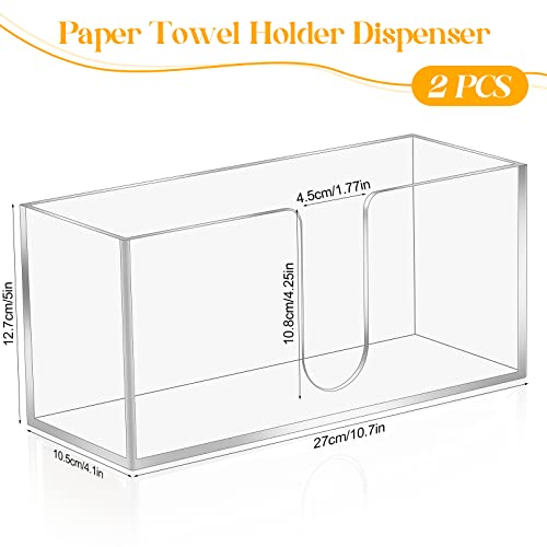 2Pack Acrylic Countertop Paper Towel Dispenser, Folded Paper Towel Dispenser Clear Trifold Napkin Holder, Suitable For Z-Fold, C-Fold Or Multifold Trifold Paper Towels For Bathroom Toilet And Kitchen #TOP1