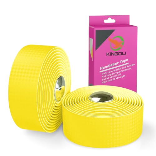 Ruban de guidon en cuir PU jaune KINGOU pour vos sorties cyclistes