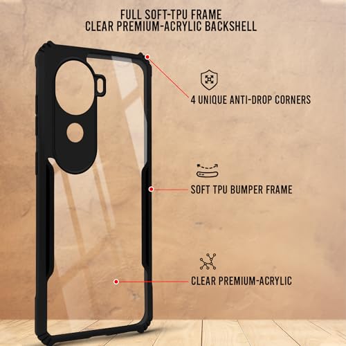 Image of Jkobi Back Cover Case for Vivo V40e (Shockproof with Polycarbonate Clear Panel | Professional Black)