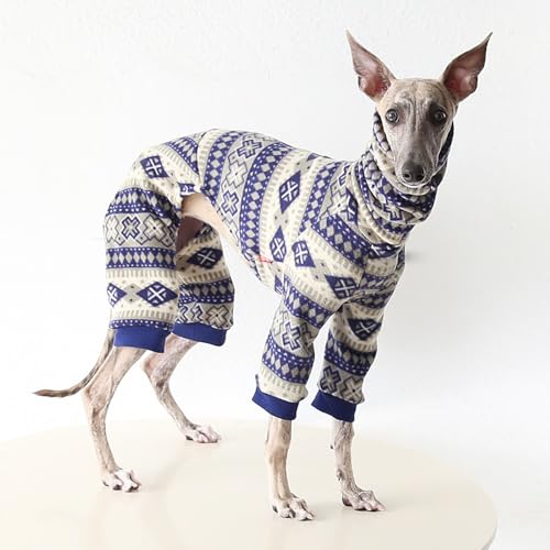Pull chaud à col roulé pour chiens lévriers combinaison bleu - 6