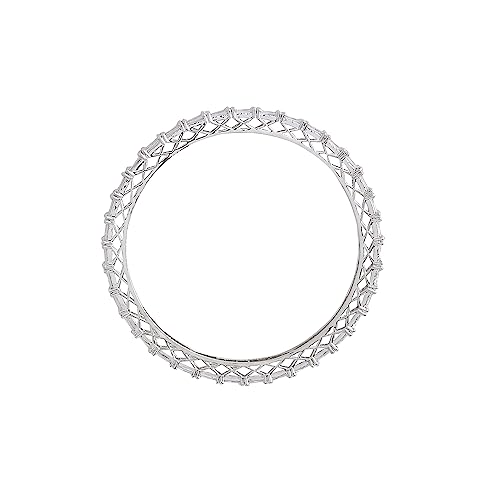 American Diamond Silver Tone Bangles for Women, Girls