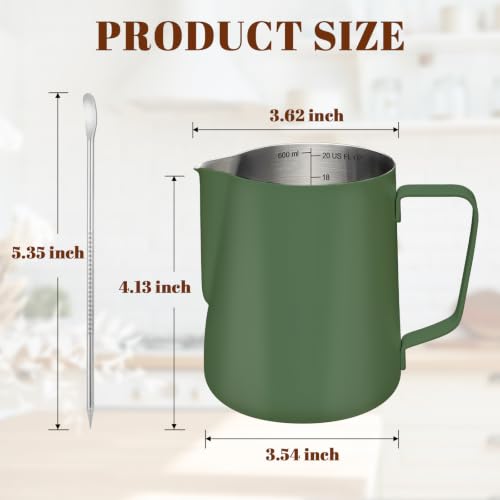 Image of Amrules Milk Frothing Pitcher 20oz Frother Cup Barista Tools, Green