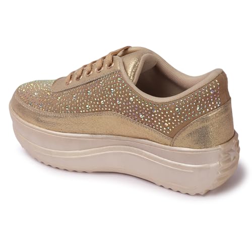 Image of Vendoz Women Party & Wedding Bridal Sparkling Glittery Crystal Sneakers CNV4030