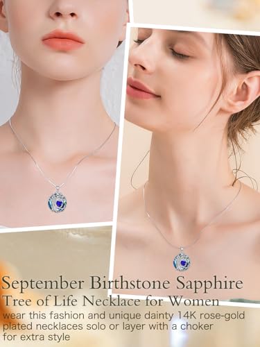 TOUPOP Tree of Life Birthstone Necklace 925 Sterling Silver Pendant Austrian Crystal Jewelry Anniversary Birthday Christmas Gifts for Women Mom Her Wife4
