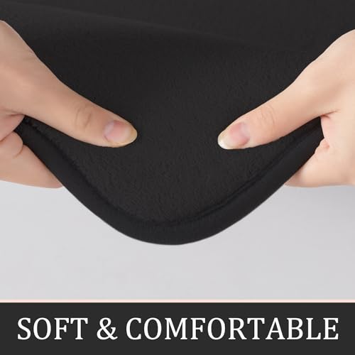 YIHOUSE Bathroom Rug Sets 2 Piece, Memory Foam Bath Mat, Non Slip Super Absorbent Soft Bathroom Mats, Machine Washable Bathroom Floor Mats Sets for Sink,Tub, Shower and Toilet,Black