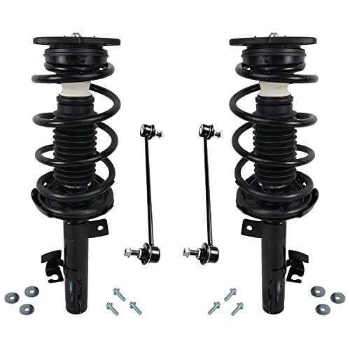 Detroit Axle - Front Struts Sway Bars for 2004-2009 Mazda 3, 2006-2010 Mazda 5, Complete 2 Struts with Coil Spring 2 Sway Bar Links 2005 2007 2008 Replacement Ready Struts Assembly