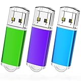 Memorias USB 64GB, TOPESEL Pendrives Flash 2.0 USB Sticks Flash Drives Llaves USB, Pack de 3 Unidades, 3 Colores Azul Verde Púrpura