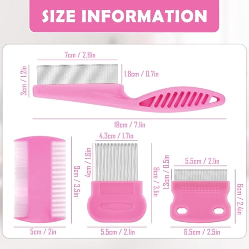 Image of Lice Comb, Lice and Nits Removal Comb, Lice Removal Machine, Head Lice Removal for Kids, Dandruff Remover Comb, 7-Piece Plastic and Stainless Steel Set with 2 Plastic Combs and 5 Stainless Steel Combs