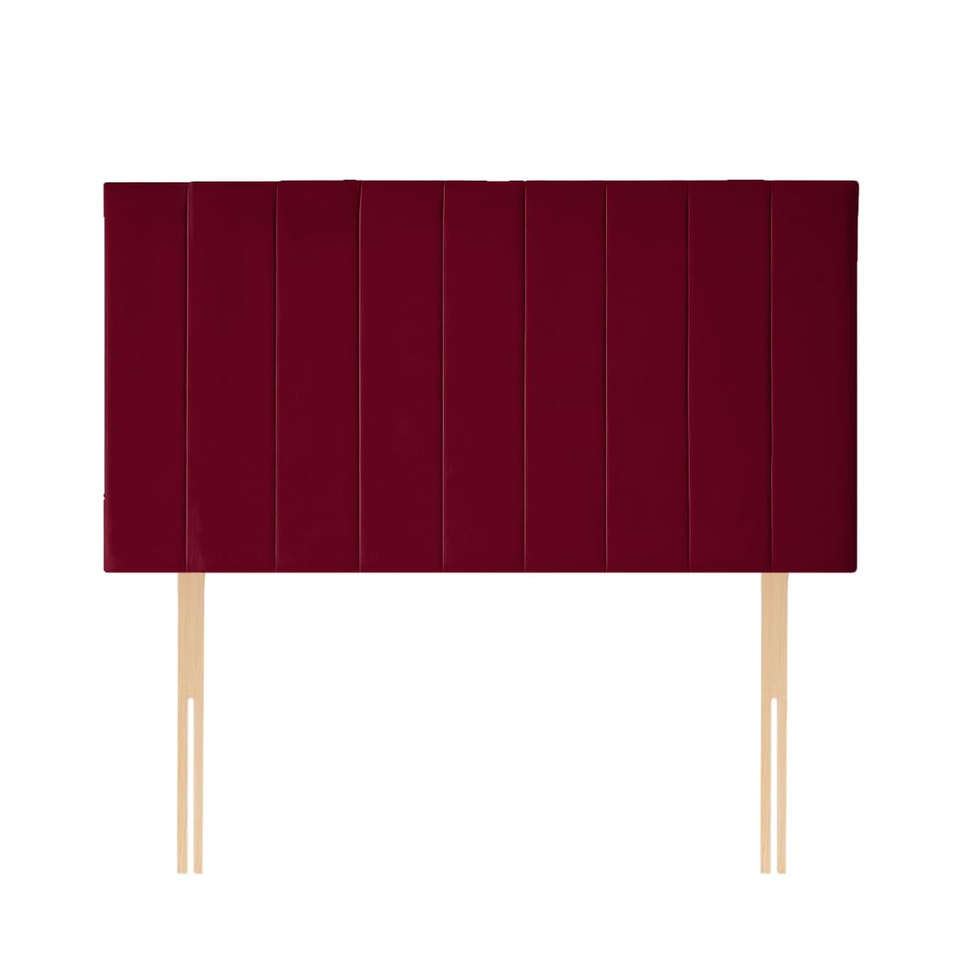 Portland Divan Bed Headboard | Plush Velvet Fabric Double Headboard for bed frames | Elegant design wooden material headboards for beds (Burgundy,4ft6 Double H-24inch)