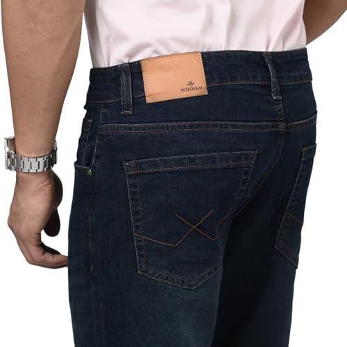 Image of WROGN Men's Slim Fit Jeans | Cotton Stretch | Solid | Casual Denim