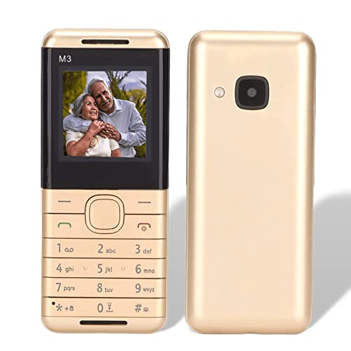 M3 Unlocked Cell Phones For Seniors, 2G Dual Sim Easy-To-Use Mobile Phone For Elderly And Kids, 1.44In Hd Screen, With Flashlight And High Volume Speaker, Large Button Basic Senior Cell Phone(Gold) #TOP27