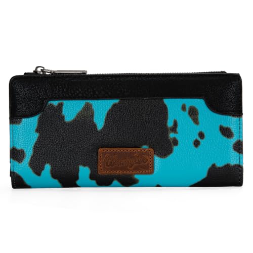 Image of Wrangler Cow Print Wallet Women Bifold Credit Card Wallet Women's Wallets, Card Cases & Money Organizers Wallets for Women Ladies Female Cash Wallett with Smooth Zipper