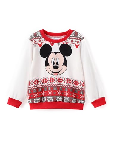 Disney family matching sweatshirt Stitch Mickey Spiderman print long sleeve winter Christmas mom dad kids loose fit red4