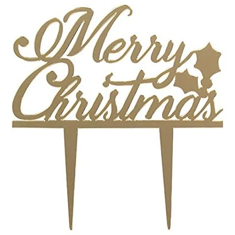 Cake Star Merry Christmas Cake Topper, Gold Festive Cake Decoration, Food Safe and Easy to Use Cover