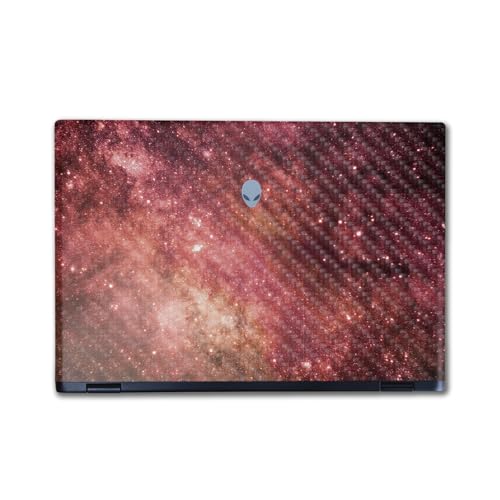 Image of Carbon Fiber Laptop Skin Compatible with Alienware M16 R2 (2024) - Red Stars - Premium 3M Vinyl Protective Wrap Decal Cover - Easy to Apply | Crafted in The USA by MightySkins
